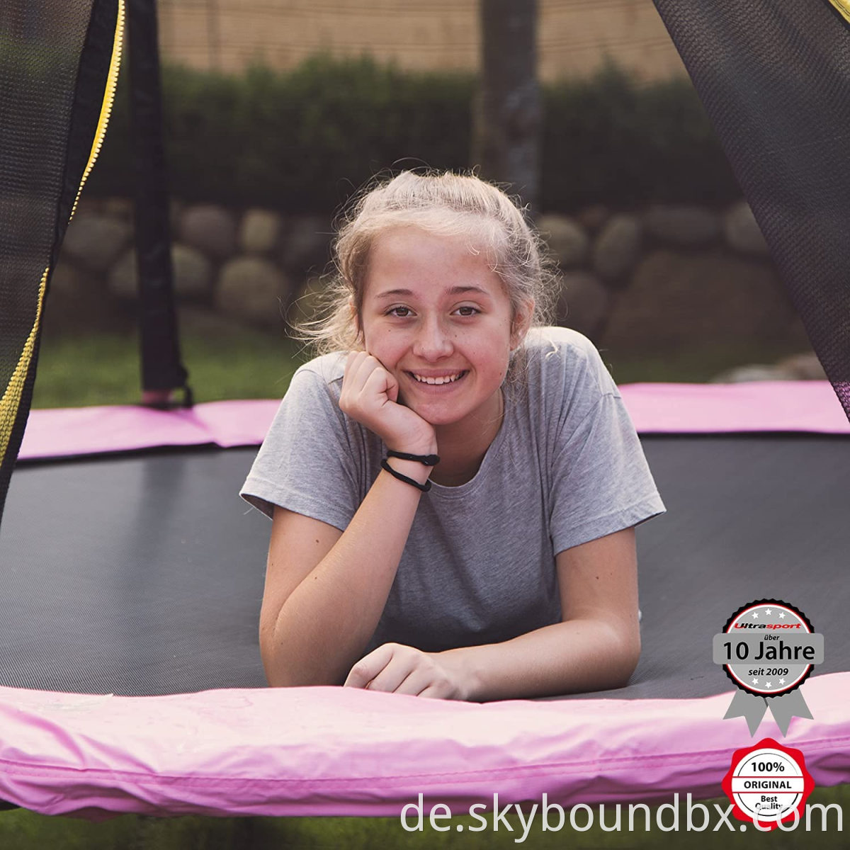 Garten Anti-Fall-Fall-Trampolin mit Sicherheitszaun Kinder-Trampolin-Sicherheit Übung